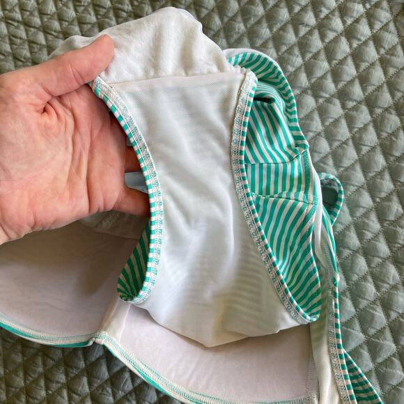 Bond-Eye Australia Turquoise Striped Twist Front‎ One Piece Swimsuit Size 8 Teal - Picture 15 of 16